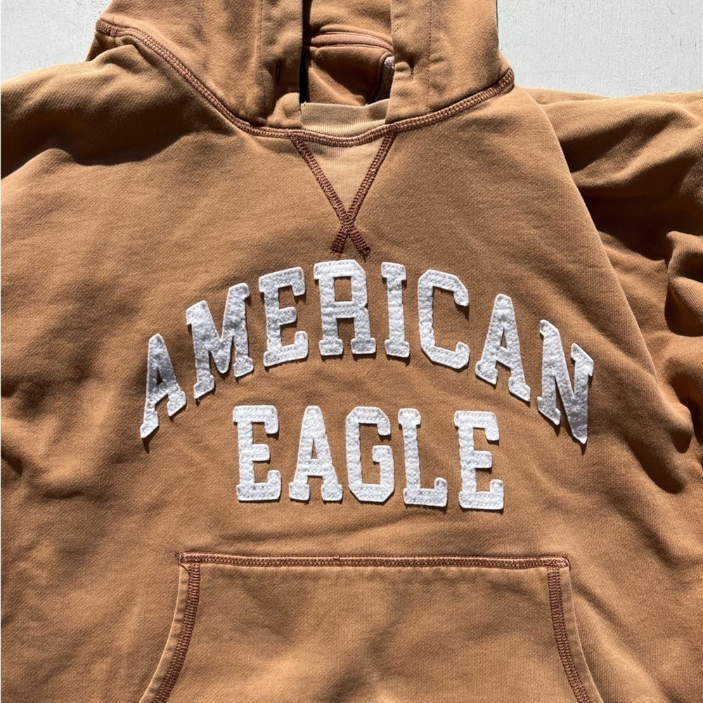 Women's American‎ Eagle Sweatshirt Beige Spell-Out XS Casual College Preppy City